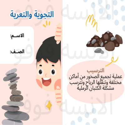 مطوية التجوية والتعرية الصف الثالث الابتدائي علوم 