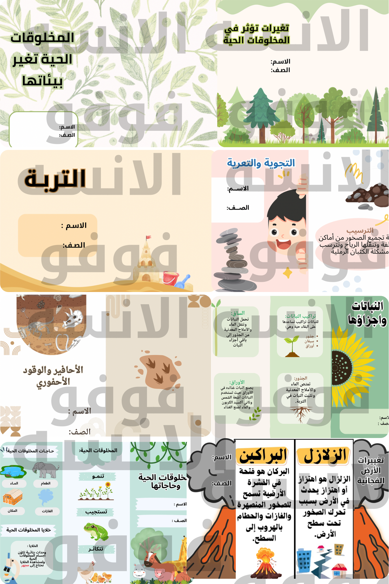 جميع مطويات علوم الصف الثالث الفصل الدراسي الاول